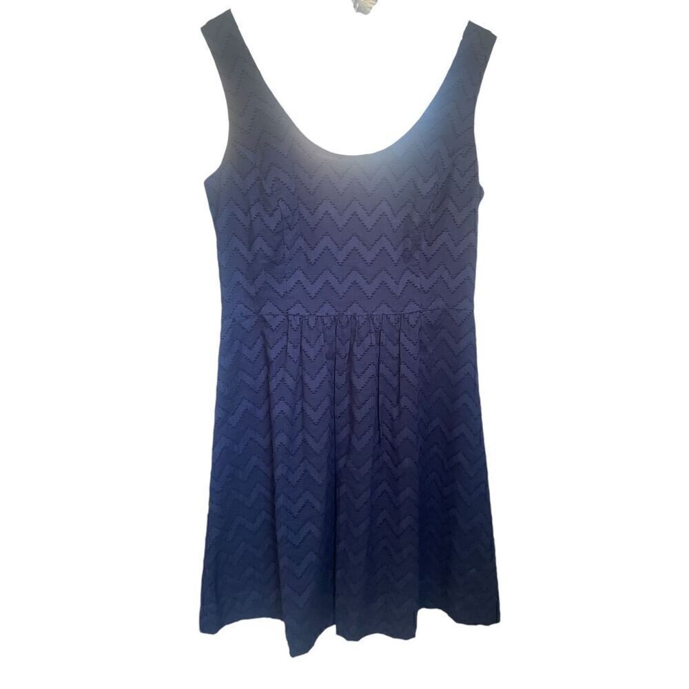 NWT Vineyard Vines Chevron A Line Sleeveless Dress Navy Blue 4